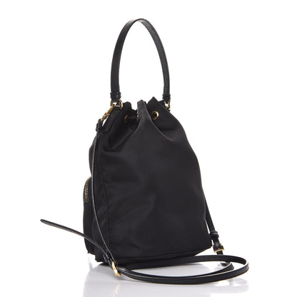 Prada Saffiano Tessuto Nylon Mini Bucket Crossbody Bag Black 4 of 8