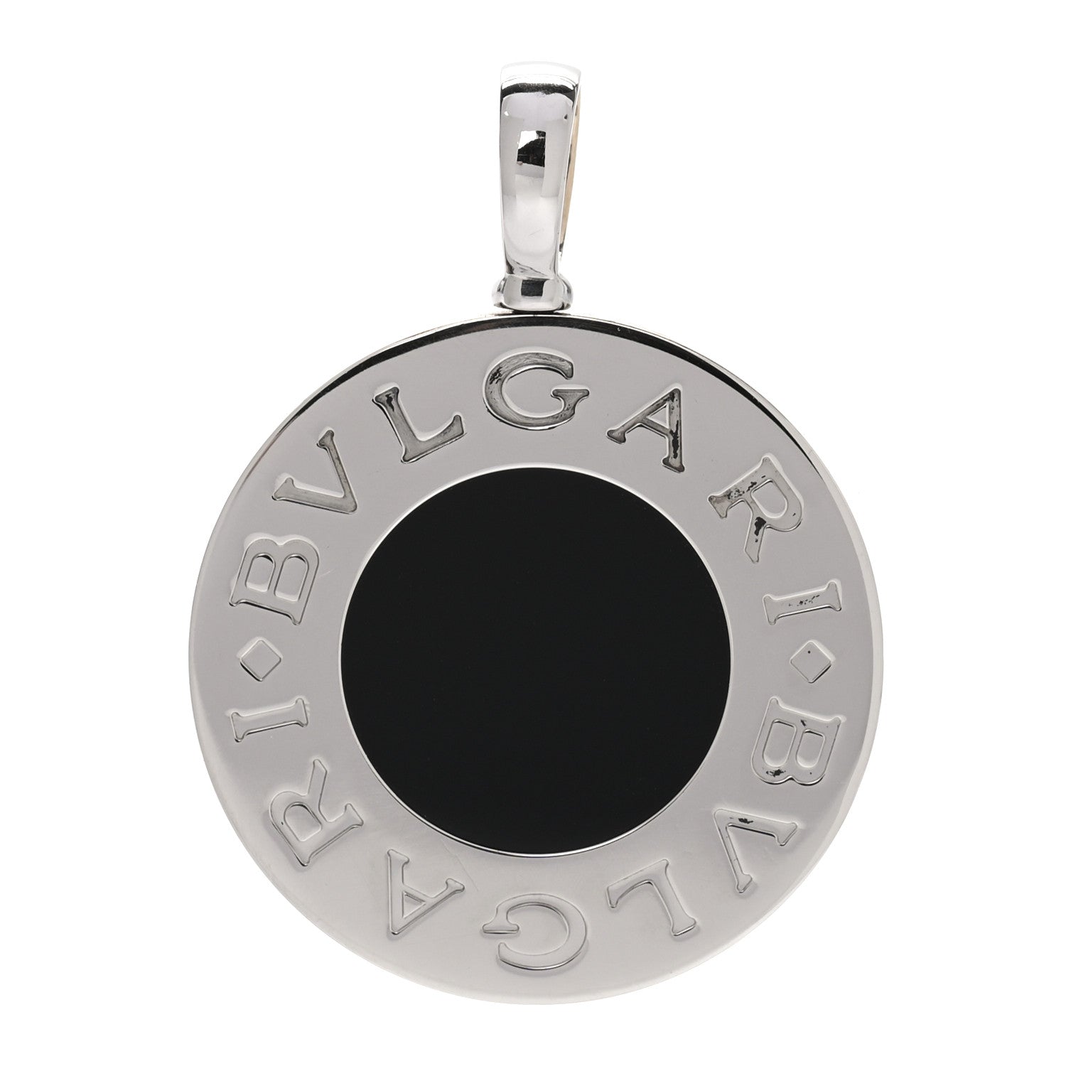 Bulgari Stainless Steel 18K Yellow Gold Black Onyx Mother of Pearl Pendant 3 of 5