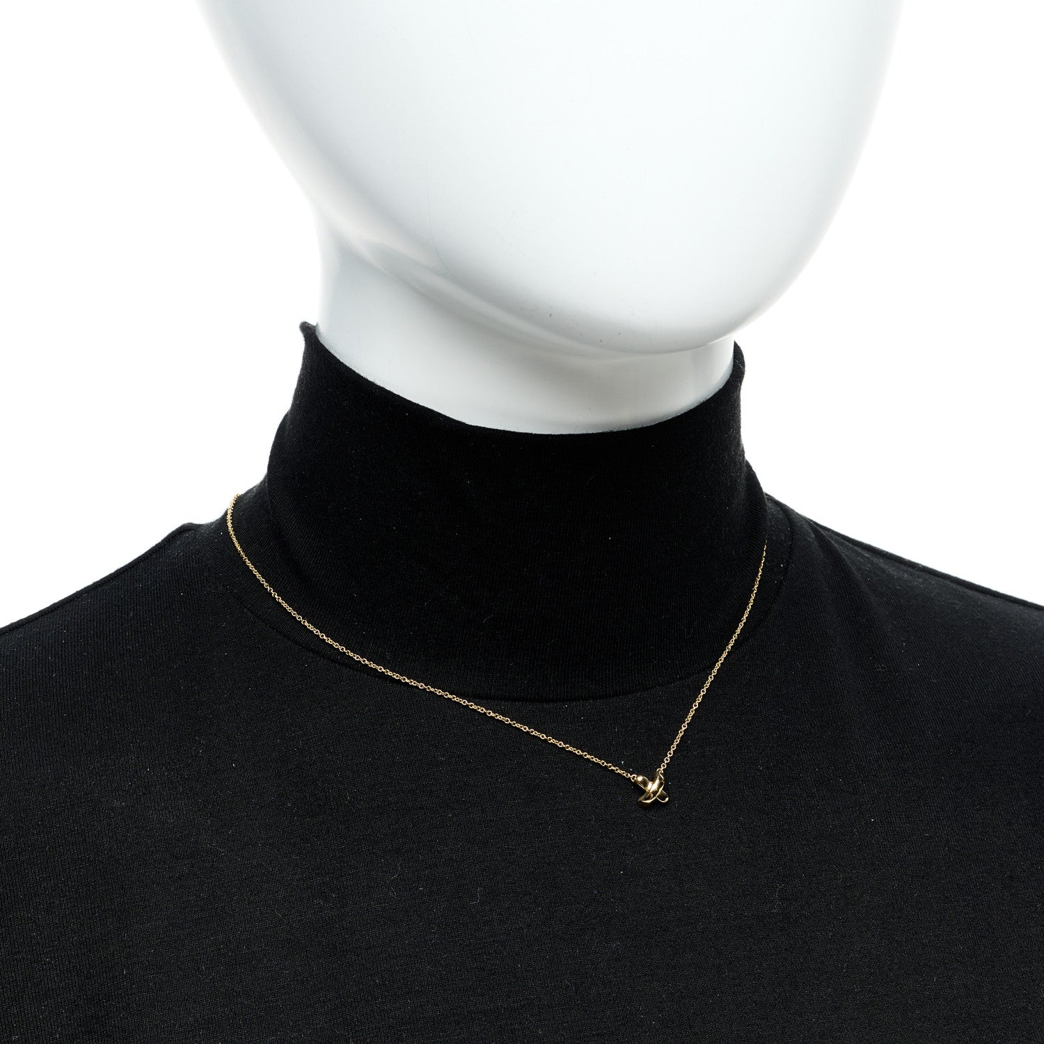 Tiffany 18k Yellow Gold Cross Stitch Pendant Necklace 2 of 6