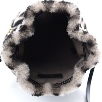 Fendi Shearling F is Macro FF 1974 Diagonal Mini Mon Tresor Bucket Bag Dove Black 5 of 11