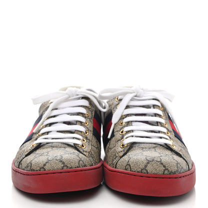 Gucci GG Supreme Monogram Ayers Mens New Ace Low-Top Sneaker 7 Beige Red 4 of 32