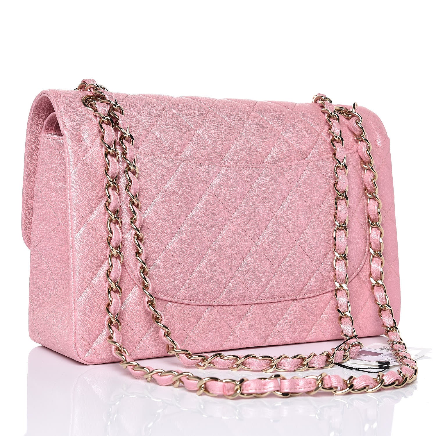 Chanel Iridescent Caviar Quilted Jumbo Double Flap Rose Pink 3 of 11