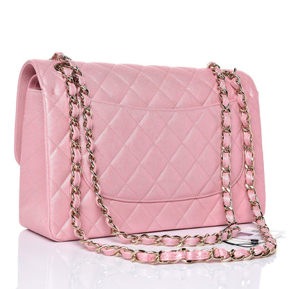 Chanel Iridescent Caviar Quilted Jumbo Double Flap Rose Pink 3 of 11