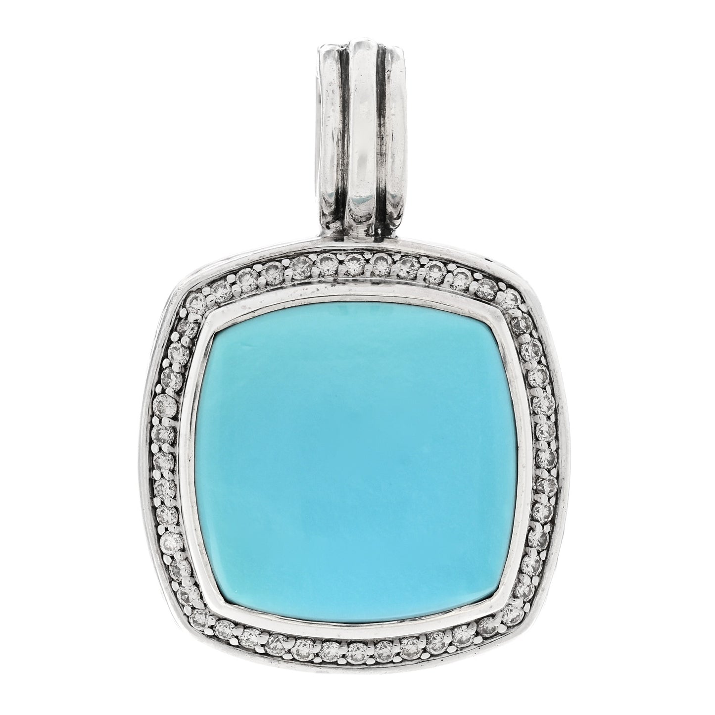 Sterling Silver Diamond Turquoise 17mm Albion Enhancer Pendant