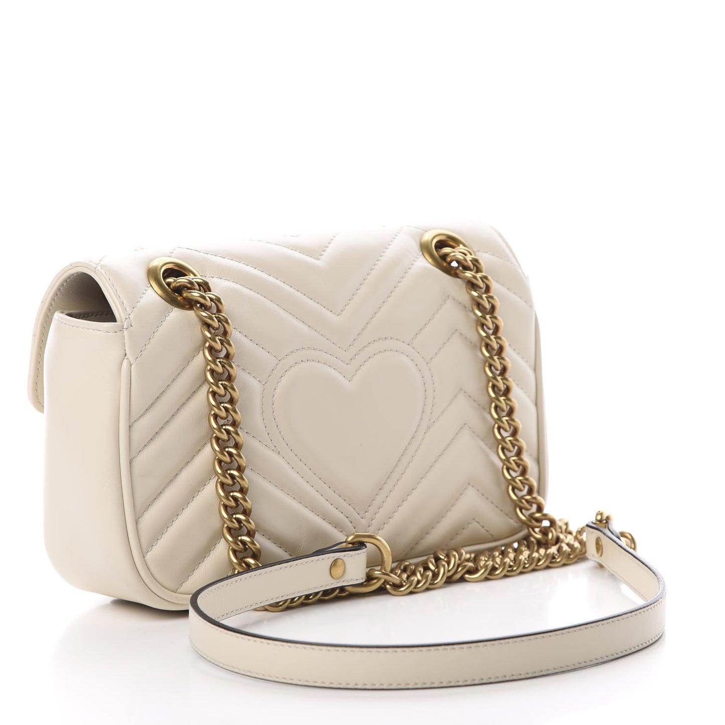 Calfskin Matelasse Mini GG Marmont Shoulder Bag White