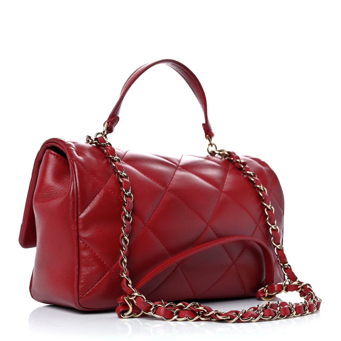 Lambskin Quilted Easy Carry Flap Red