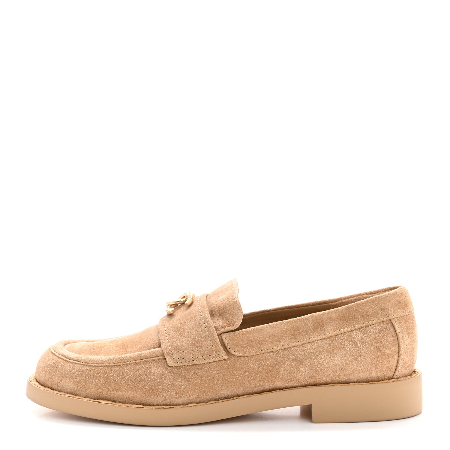 Chanel Suede CC Loafers 36.5 Dark Beige 1 of 9