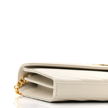 Saint Laurent Grain De Poudre Matelasse Chevron Monogram Chain Wallet Crema Soft 8 of 10