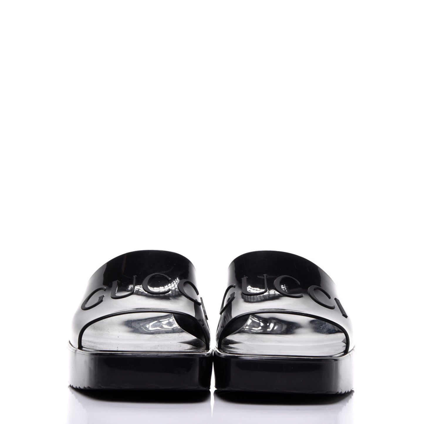 Rubber Gucci Logo Womens Platform 20/60mm Slide Sandals 37 Black