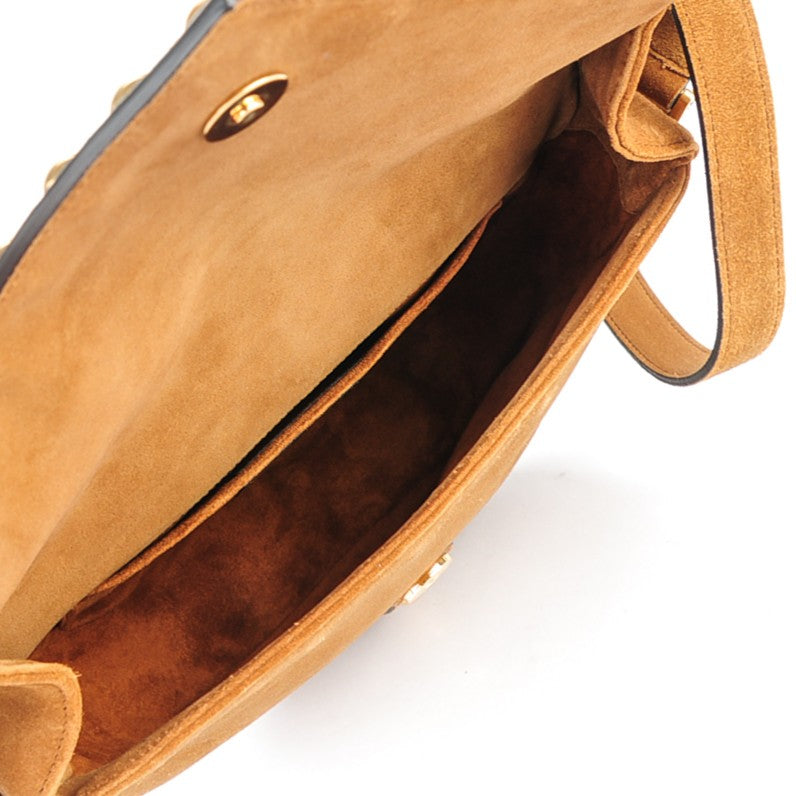 Saint Laurent Suede Y Studs Satchel Light Ochre 5 of 8