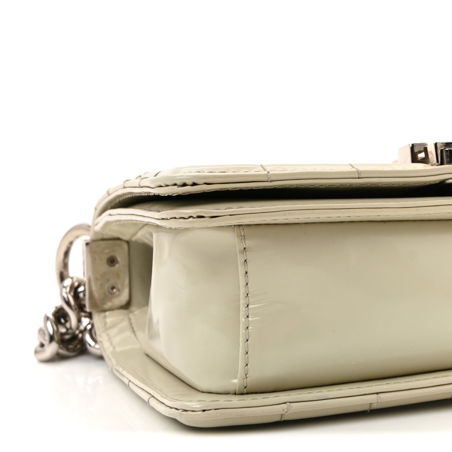 Glazed Calfskin Small Boy Flap Ivory