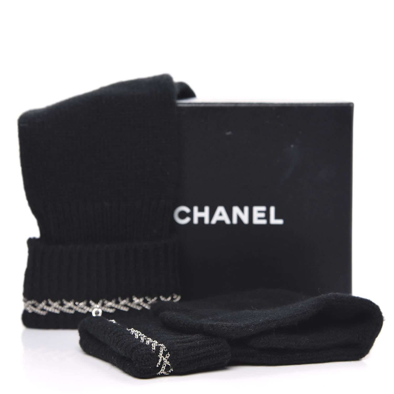 Chanel Cashmere Chain CC Gloves Black 4 of 4