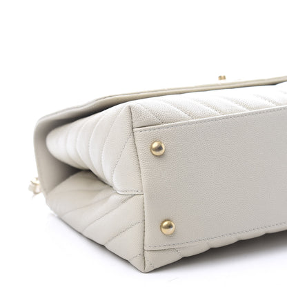 Chanel Caviar Lizard Chevron Quilted Small Coco Handle Flap Ivory 5 of 11
