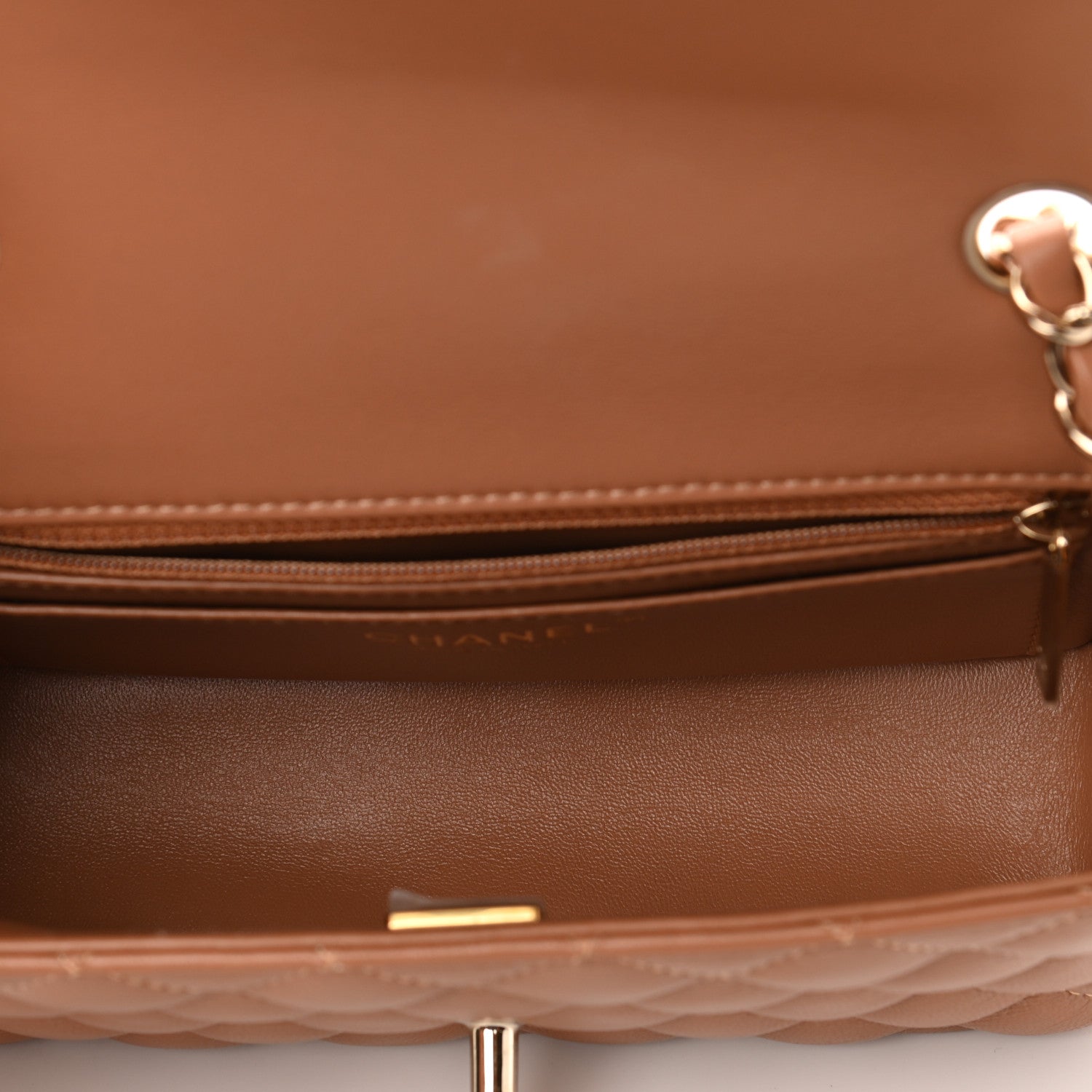 Chanel Lambskin Quilted Mini Rectangular Flap Brown 5 of 10