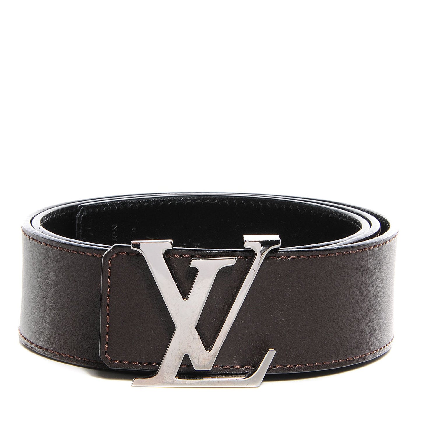 Calfskin LV Initiales Belt Brown