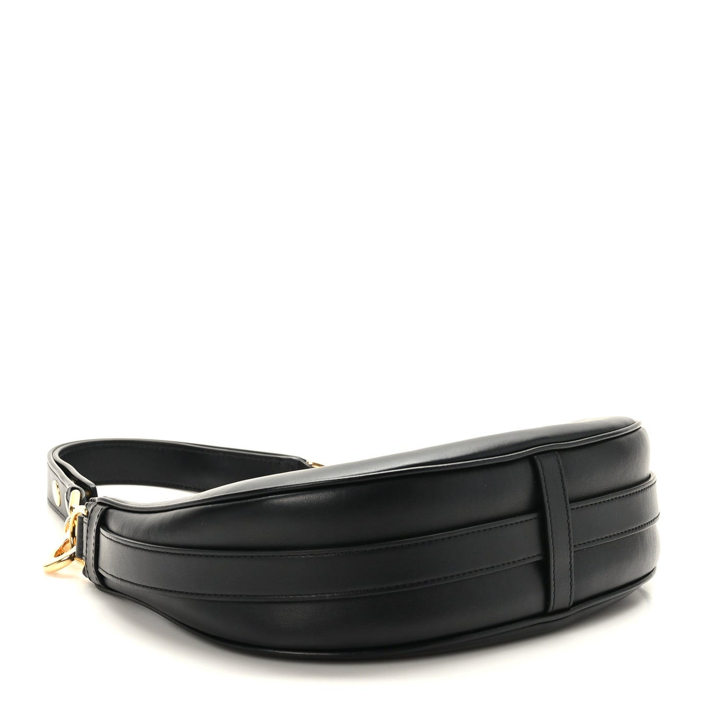 Smooth Calfskin Medium Strap Ava Shoulder Bag Black