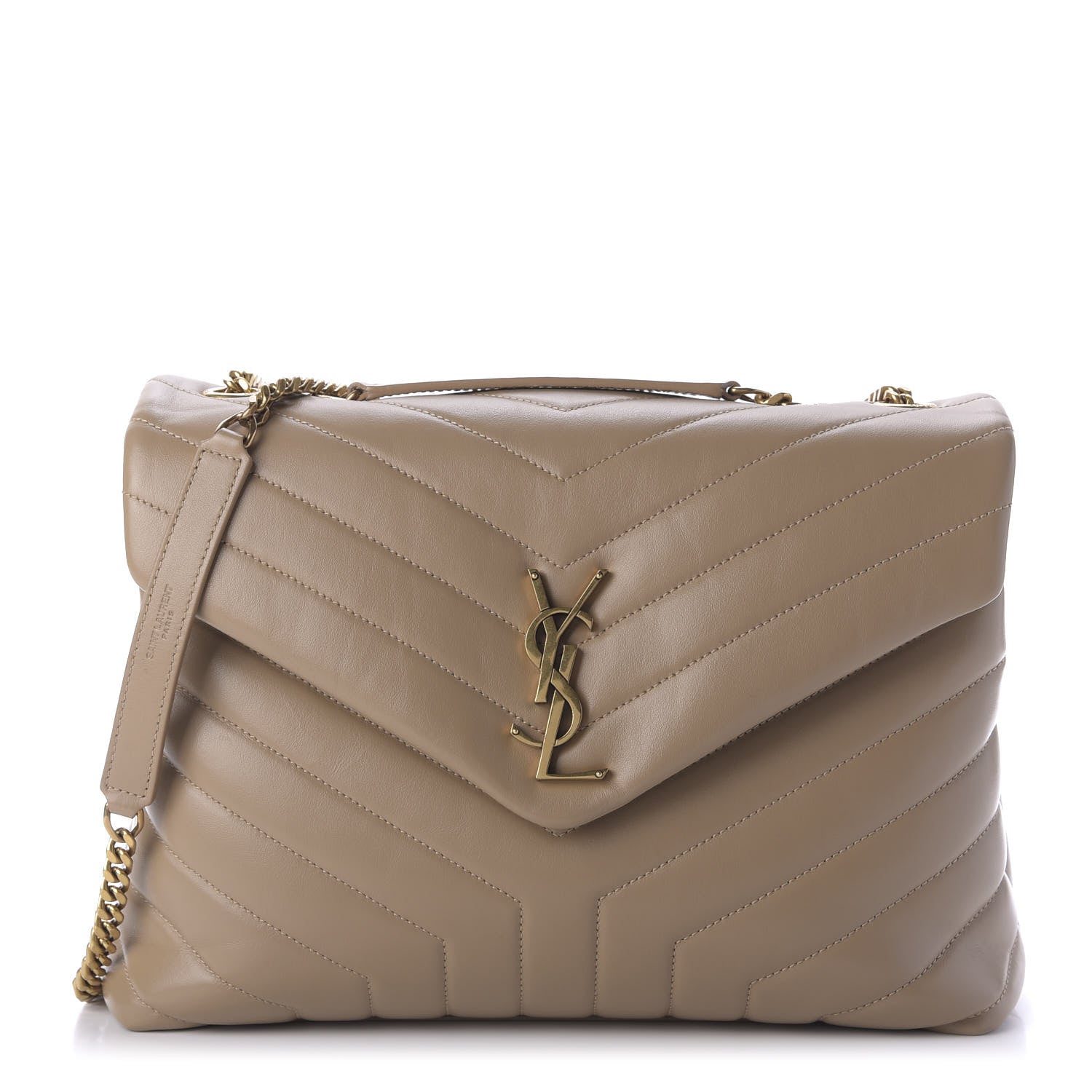 Saint Laurent Calfskin Y Quilted Monogram Medium Loulou Chain Satchel Dark Beige 1 of 9