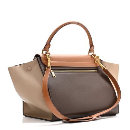 Celine Satin Baby Grained Calfskin Medium Tri-Color Trapeze Tan 3 of 12