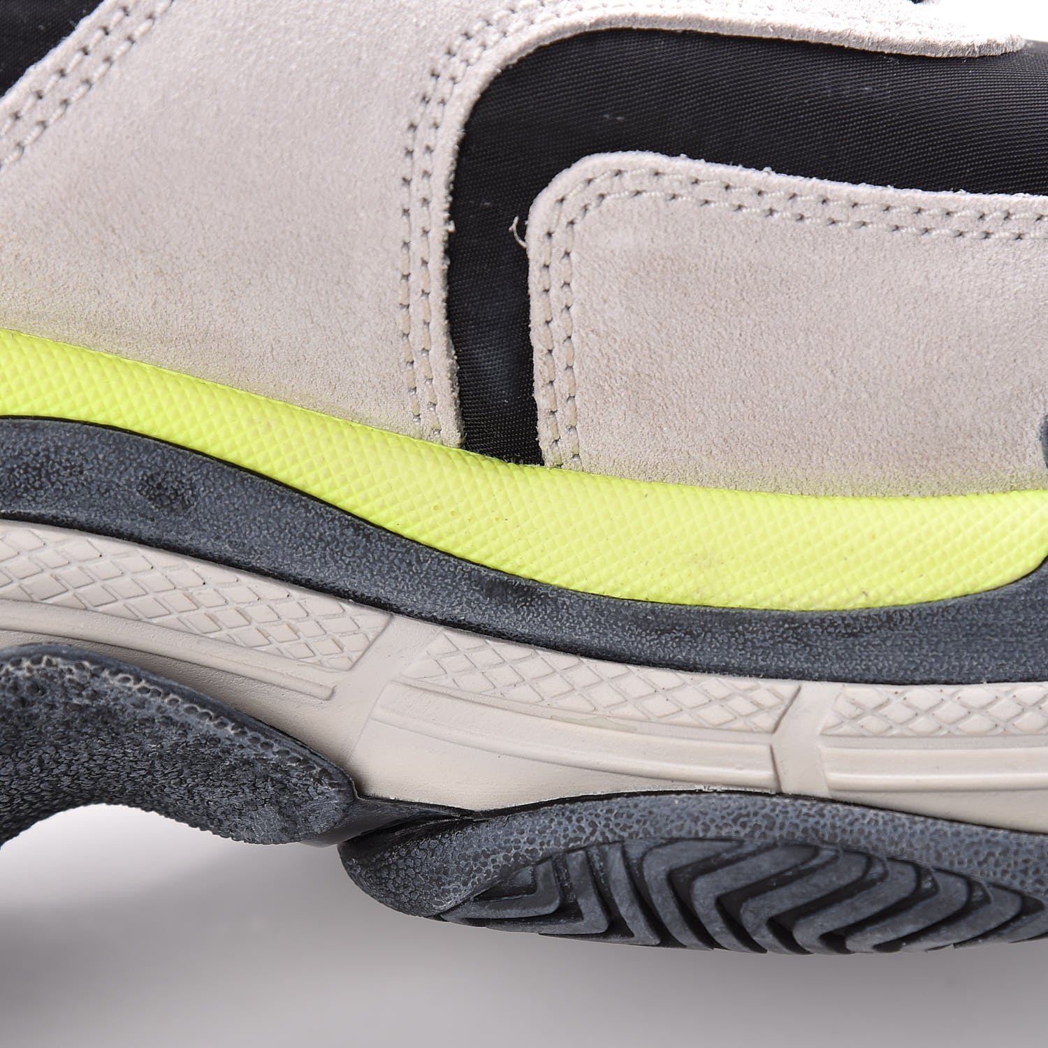 Balenciaga Nylon Suede Mens Triple S 2.0 Sneakers 42 Gris Black Jaune Fluo 11 of 12