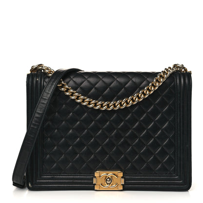 Chanel Lambskin Quilted Large Boy Flap Black 1 of 9
