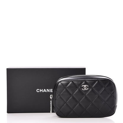 Chanel Lambskin Quilted Small Curvy Pouch Cosmetic Case Black 8 of 8