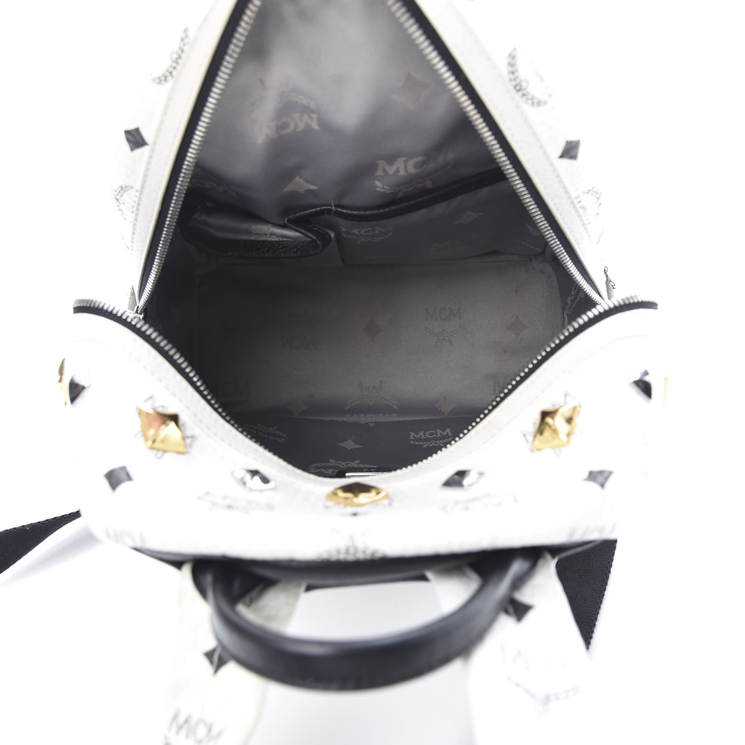 MCM Visetos Studded Small Stark M Backpack White 4 of 16
