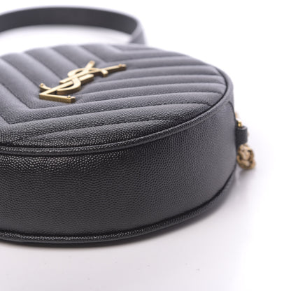 Saint Laurent Grain De Poudre Matelasse Chevron Quilted Round Vinyle Camera Bag Black 8 of 10