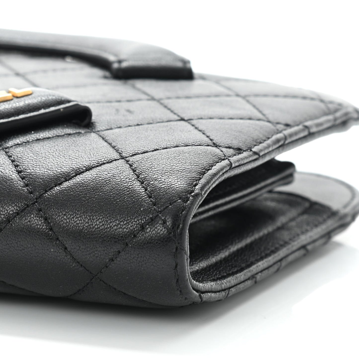 Lambskin Quilted Coco Midnight Clutch Black