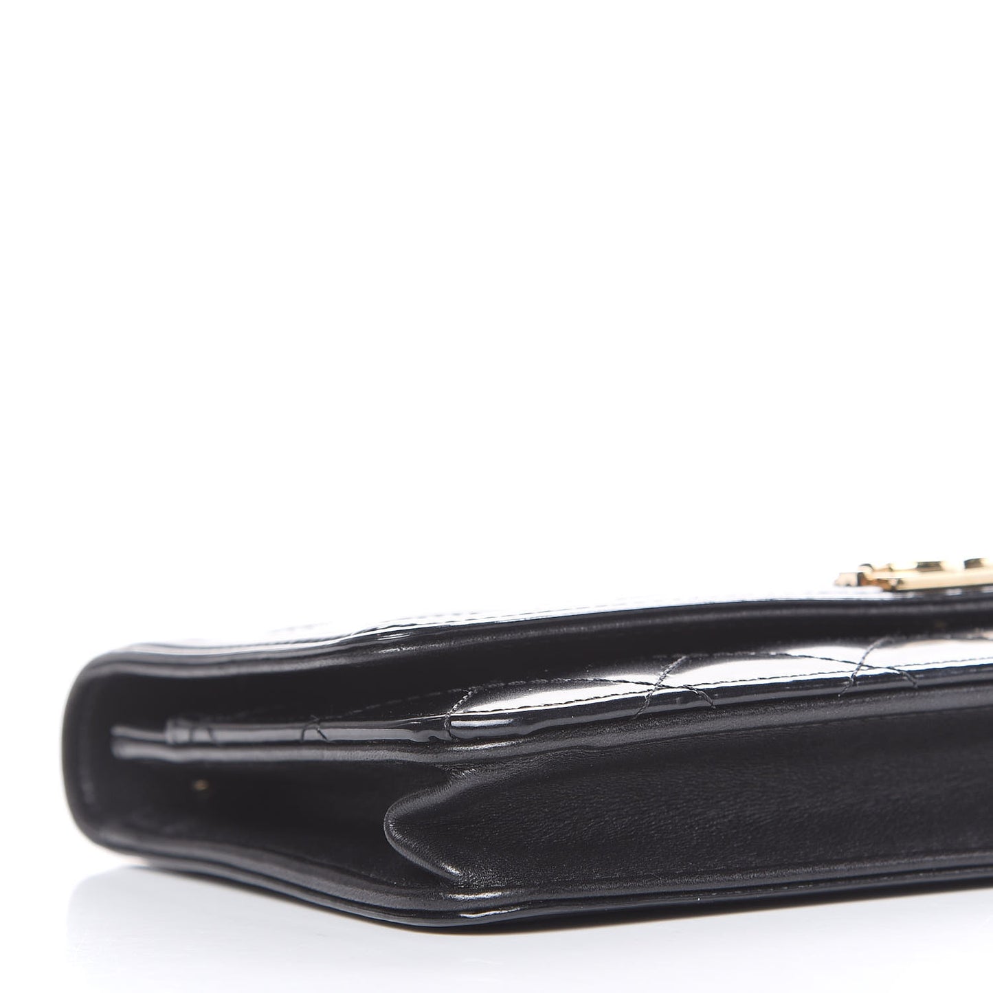 Glazed Calfskin Quilted Boy Wallet On Chain WOC Black