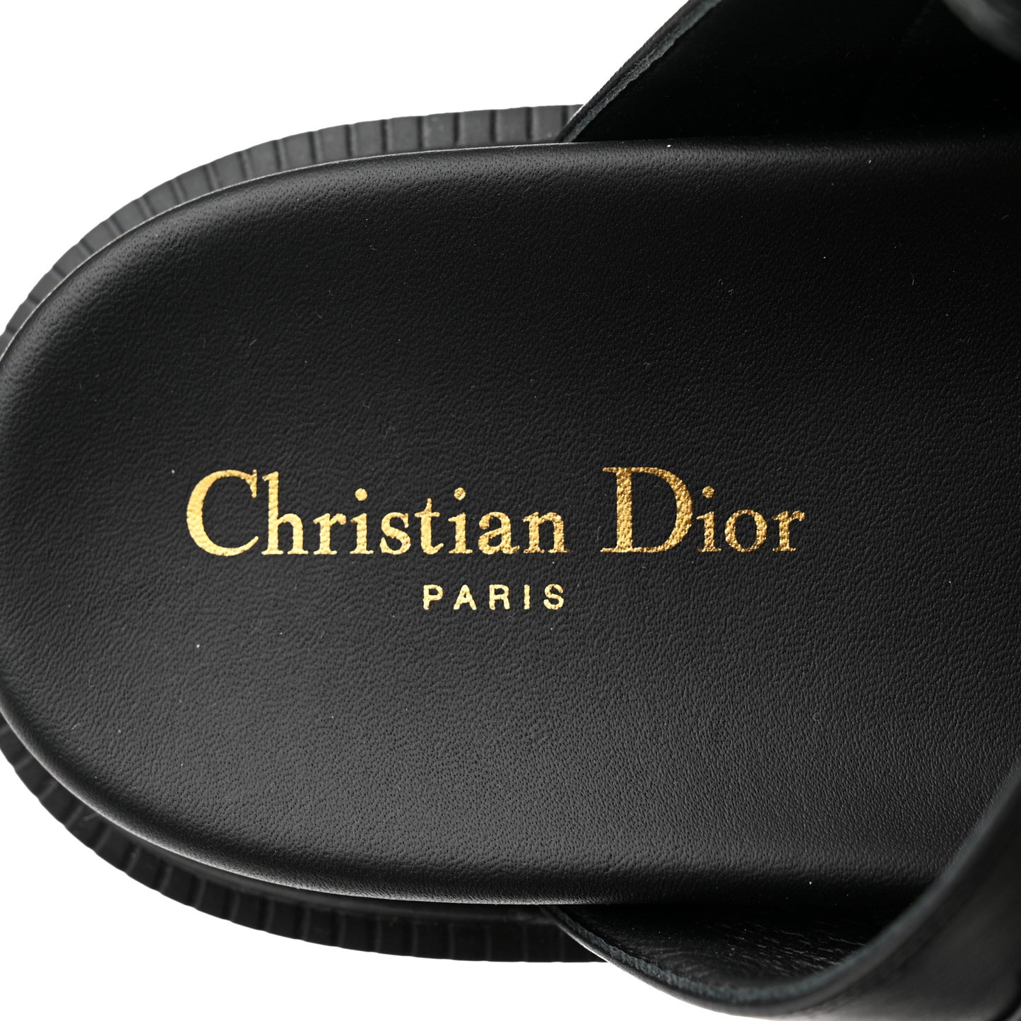 Lambskin Dioract 10mm Slide Sandals 40.5 Black
