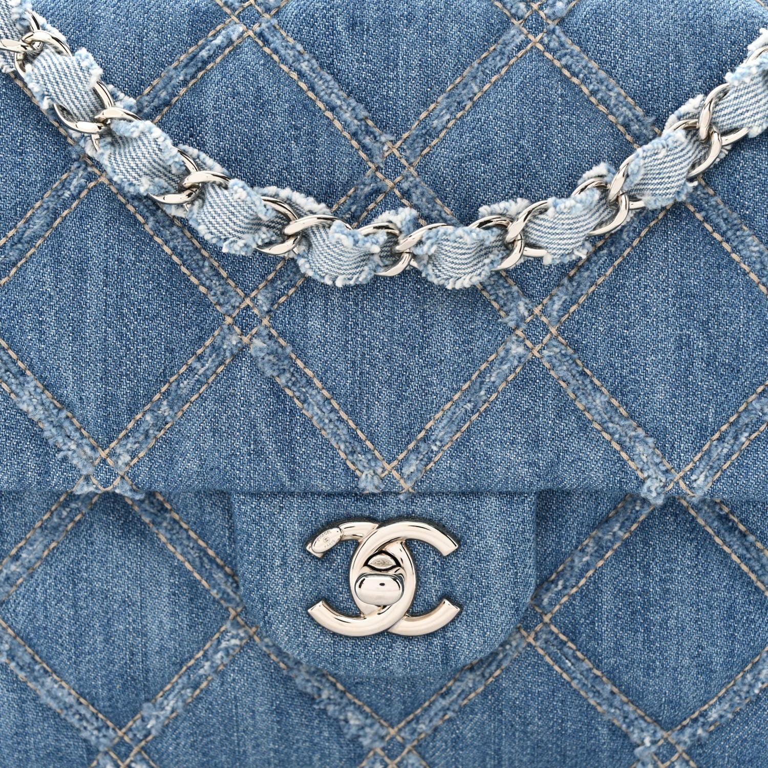 Chanel Denim Quilted Medium Distressed Single Flap Blue 8 of 10