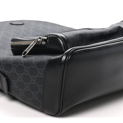 Gucci GG Supreme Monogram Textured Calfskin Retro Interlocking G Backpack Black 9 of 10