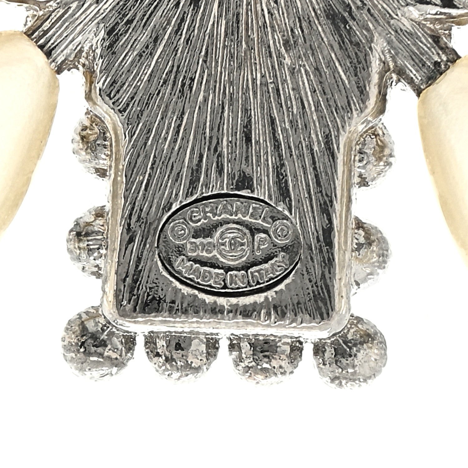 Chanel Pearl Crystal CC Cross Brooch Silver 3 of 3
