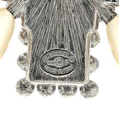 Chanel Pearl Crystal CC Cross Brooch Silver 3 of 3