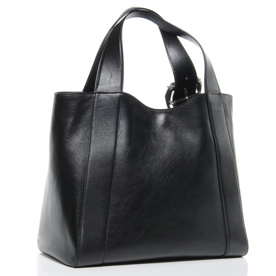 Leather Medium Ribot Horse Heads Tote Black