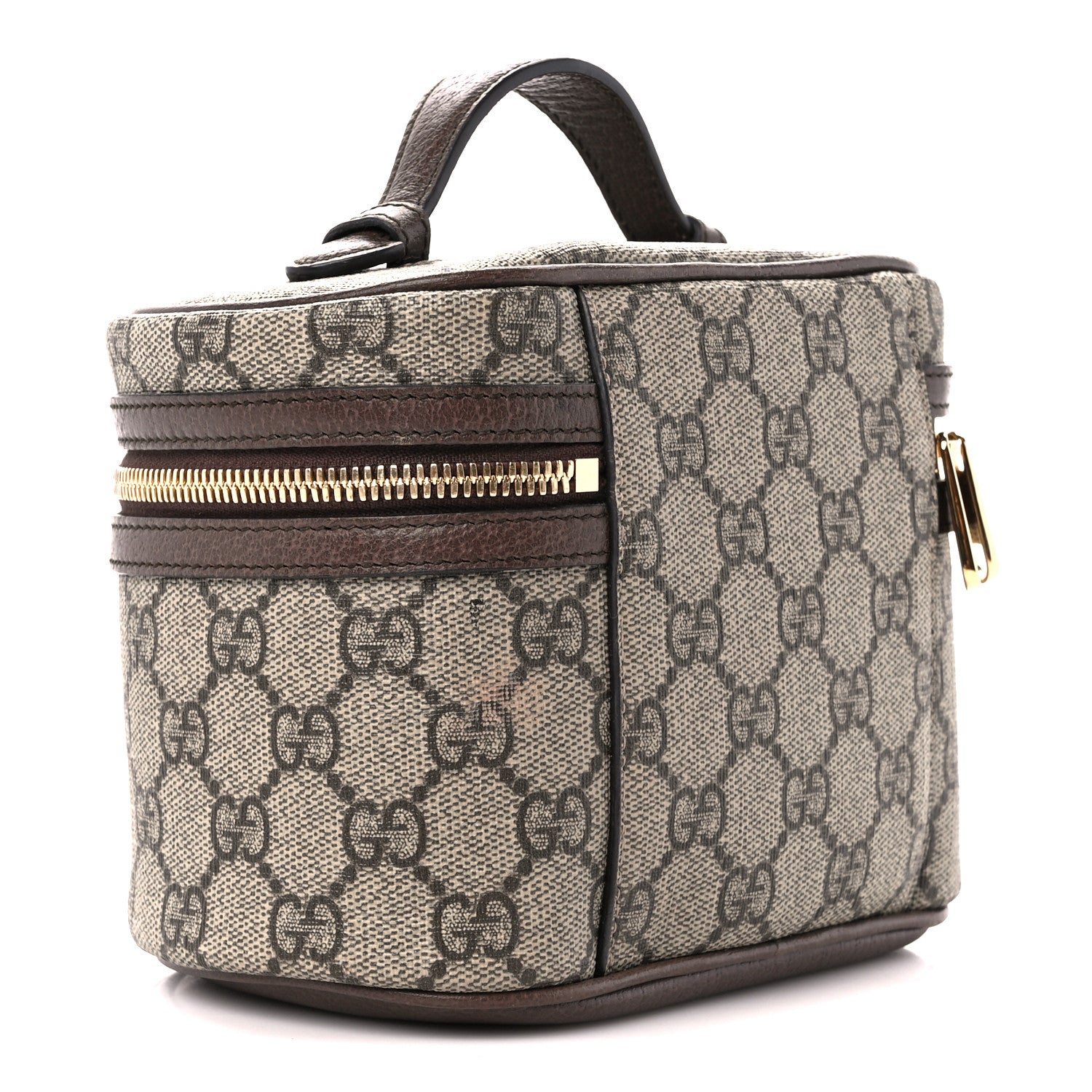 Gucci GG Supreme Monogram Textured Calfskin Web Ophidia Vanity Cosmetic Case Beige Ebony New Acero 3 of 13