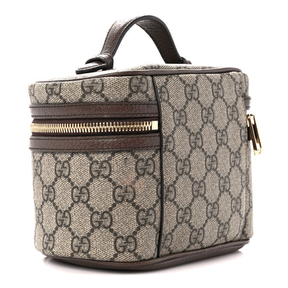 Gucci GG Supreme Monogram Textured Calfskin Web Ophidia Vanity Cosmetic Case Beige Ebony New Acero 3 of 13