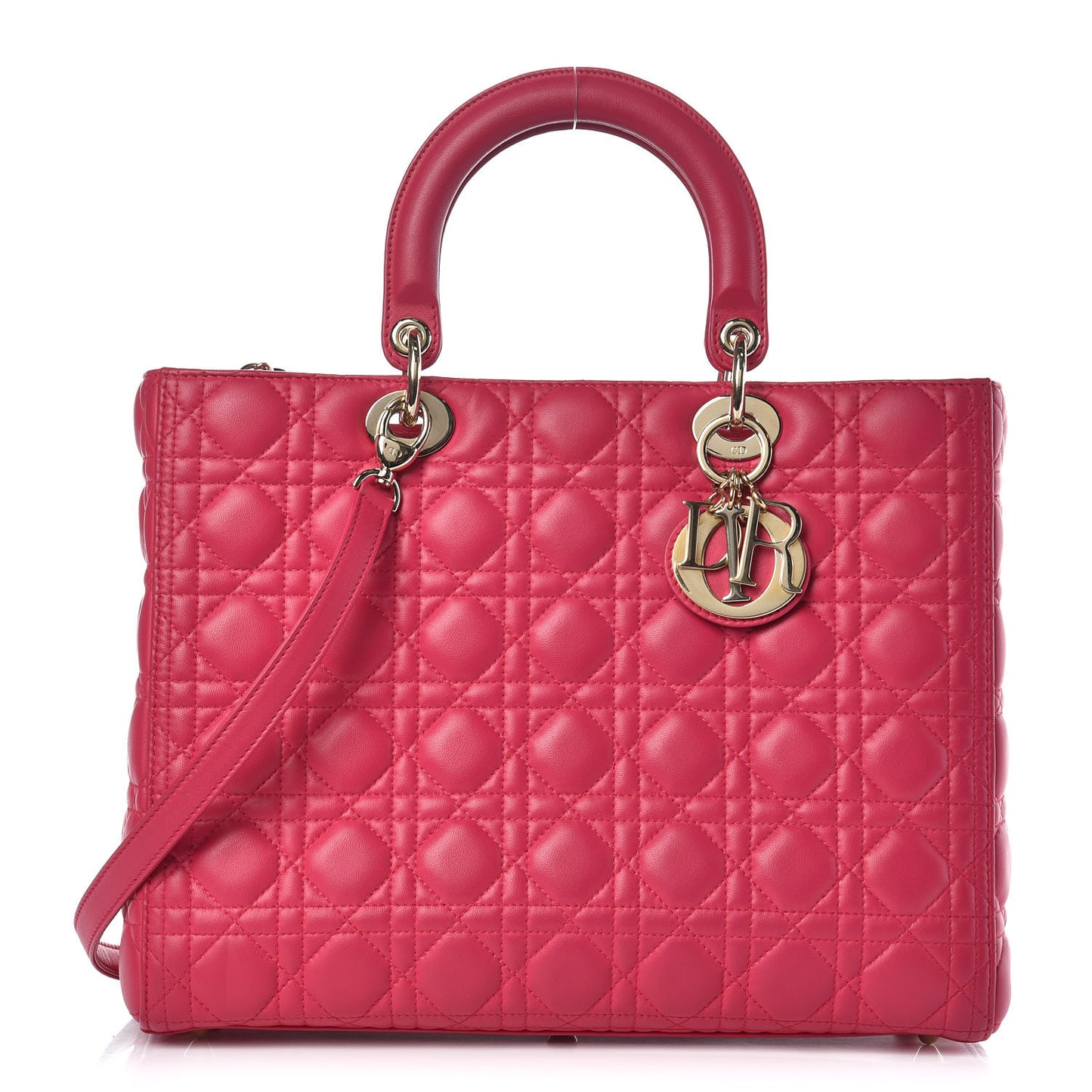 Lambskin Cannage Large Lady Dior Fuchsia