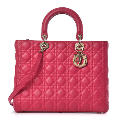 Christian Dior Lambskin Cannage Large Lady Dior Fuchsia 1 of 11