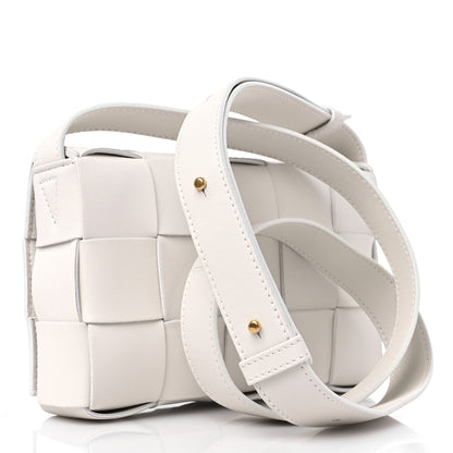Bottega Veneta Lambskin Maxi Intrecciato Small Cassette Crossbody Bag White 2 of 7