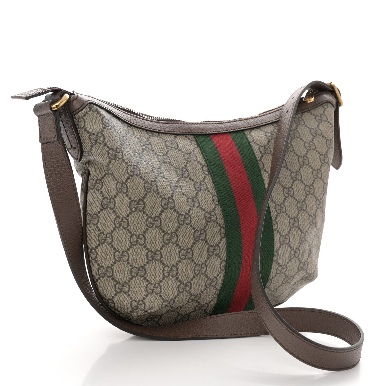 Gucci GG Supreme Monogram Web Small Ophidia Half Moon Hobo Brown 3 of 10