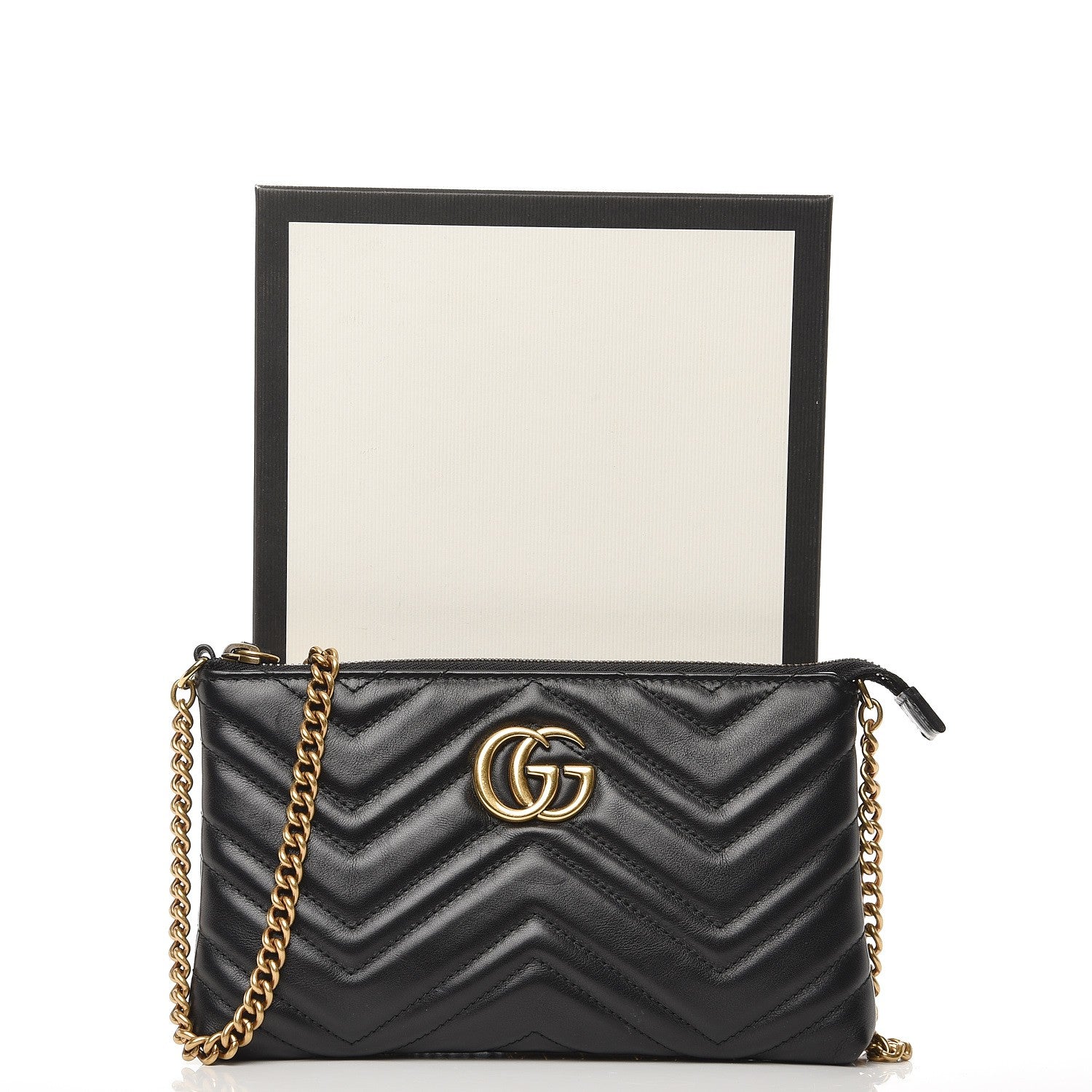 Gucci Calfskin Matelasse Mini GG Marmont Chain Bag Black 7 of 7