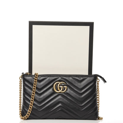 Gucci Calfskin Matelasse Mini GG Marmont Chain Bag Black 7 of 7