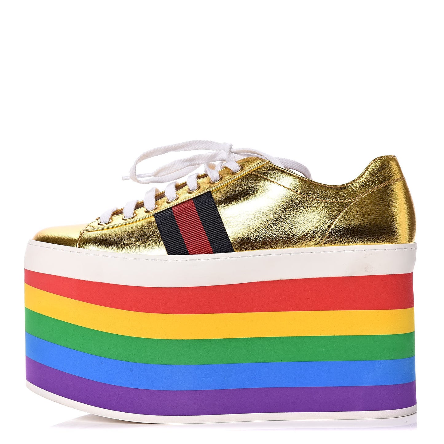 Metallic Nappa Peggy Platform Sneakers 37.5 Oro Vecchio
