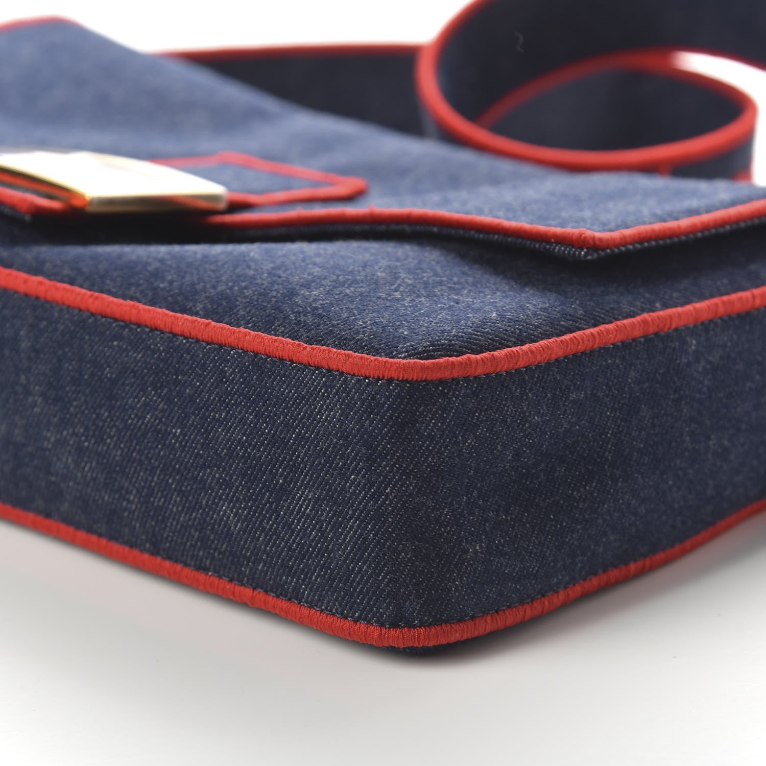 Fendi Denim Large Baguette Blue Rosso 7 of 11