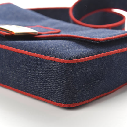 Fendi Denim Large Baguette Blue Rosso 7 of 11