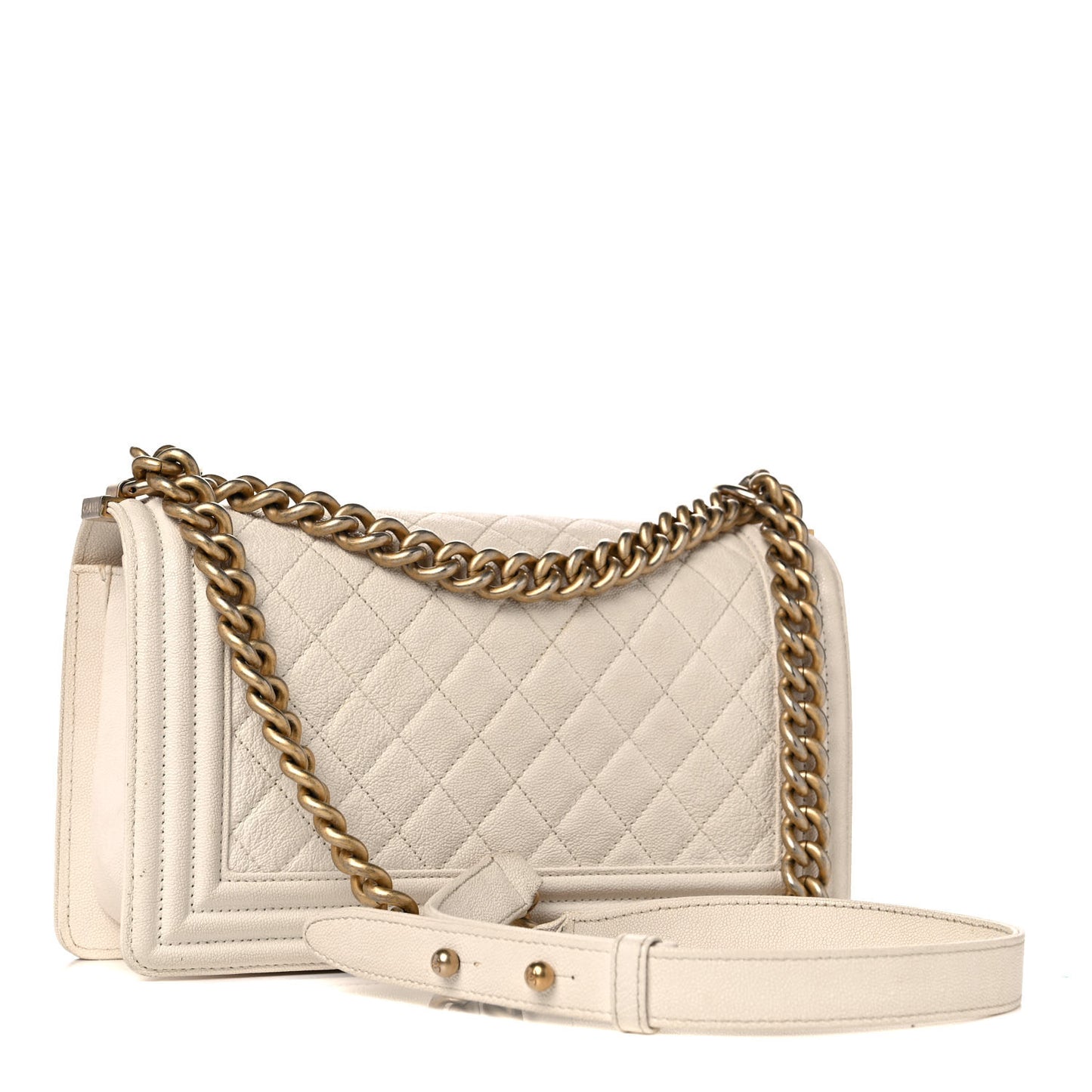Caviar Quilted Medium Boy Flap White