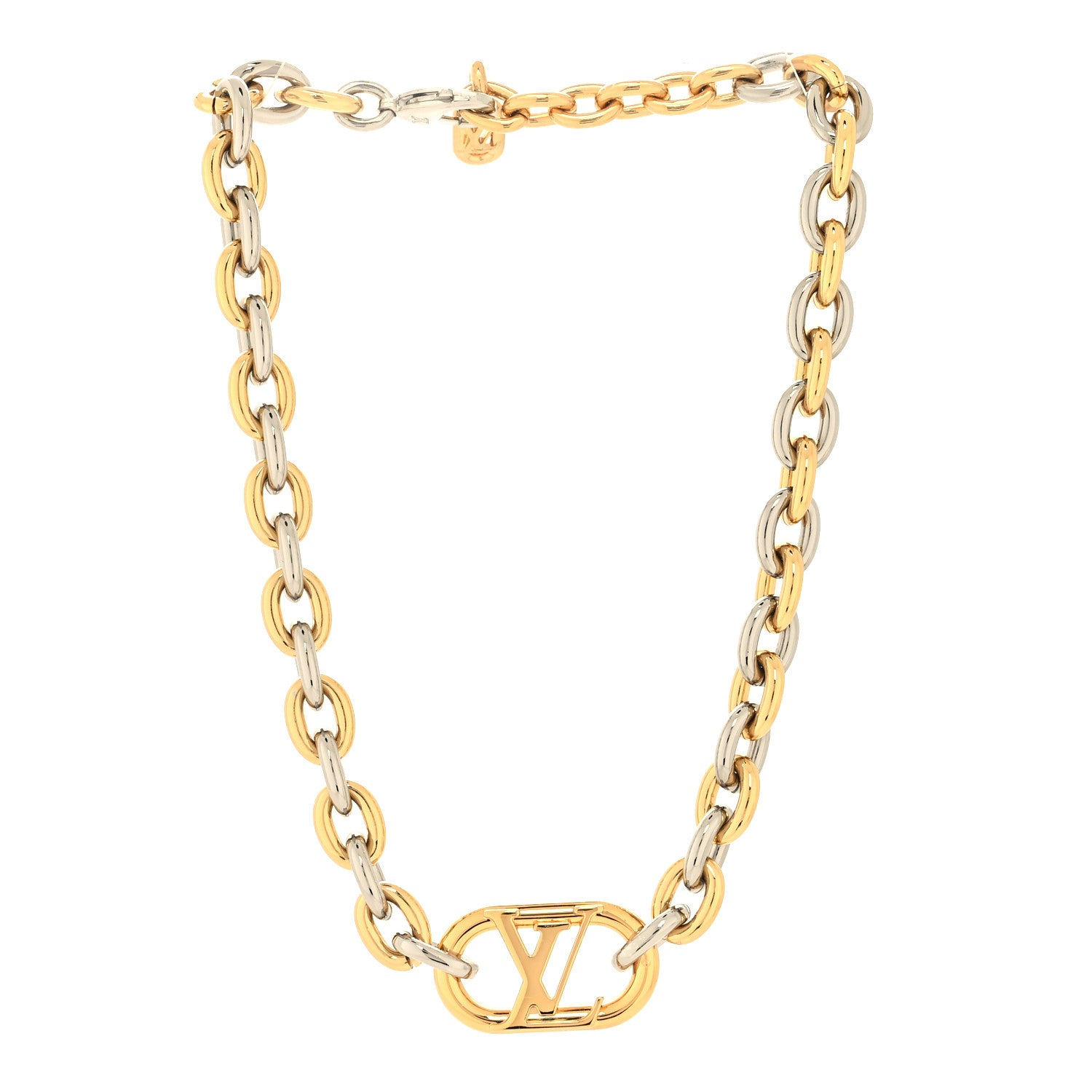 Louis Vuitton Metal Everyday LV Chain Necklace Gold Silver 3 of 5