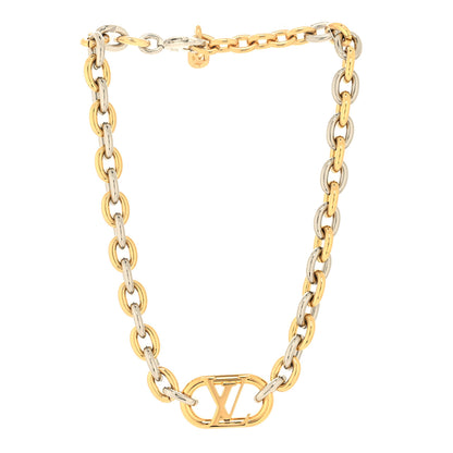 Louis Vuitton Metal Everyday LV Chain Necklace Gold Silver 3 of 5