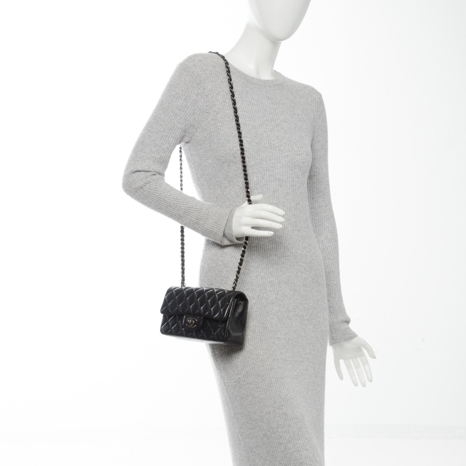Chanel Lambskin Quilted Mini Rectangular Flap Black 2 of 8
